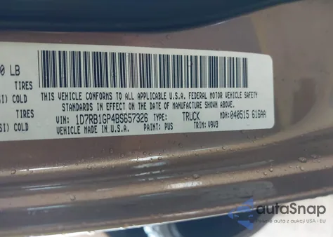 2011 Dodge Ram 1500 z USA, uszkodzony, nr VIN 1D7RB1GP4BS657326